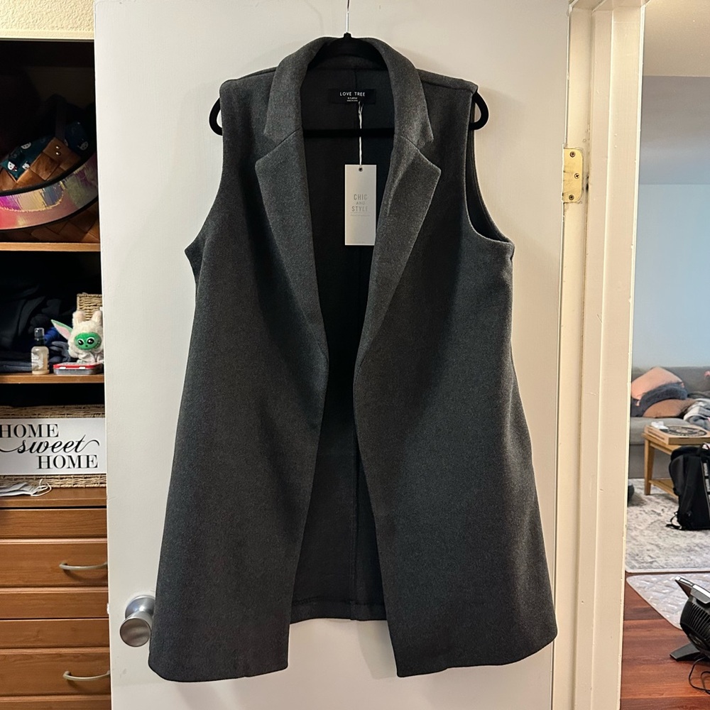 Love Tree Charcoal Sleeveless Jacket